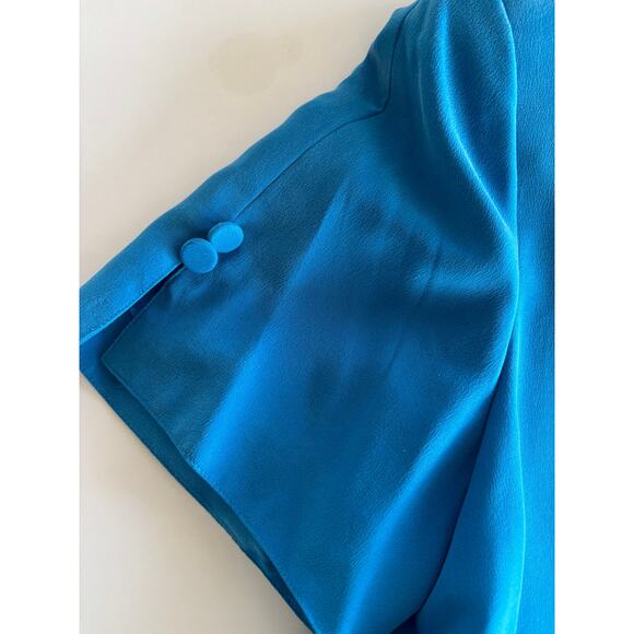 Shomi by Miller Shor 100% Silk Blue Sheath Dress Lined Short Sleeve Size 14 NWT - Picture 5 of 9